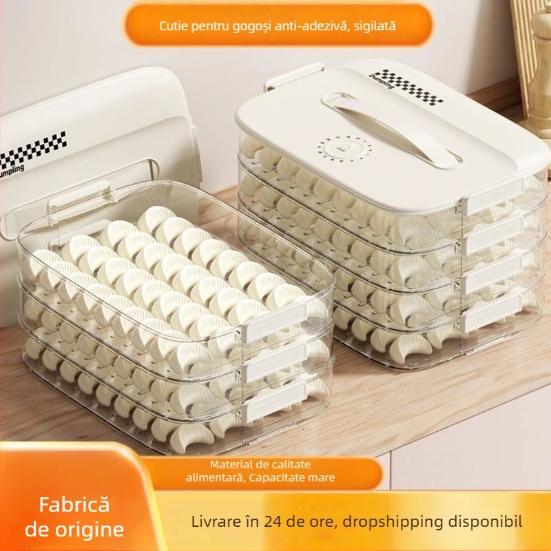 Cutie de depozitare pentru găluște și wonton, din plastic alimentar, sigilată, portabilă