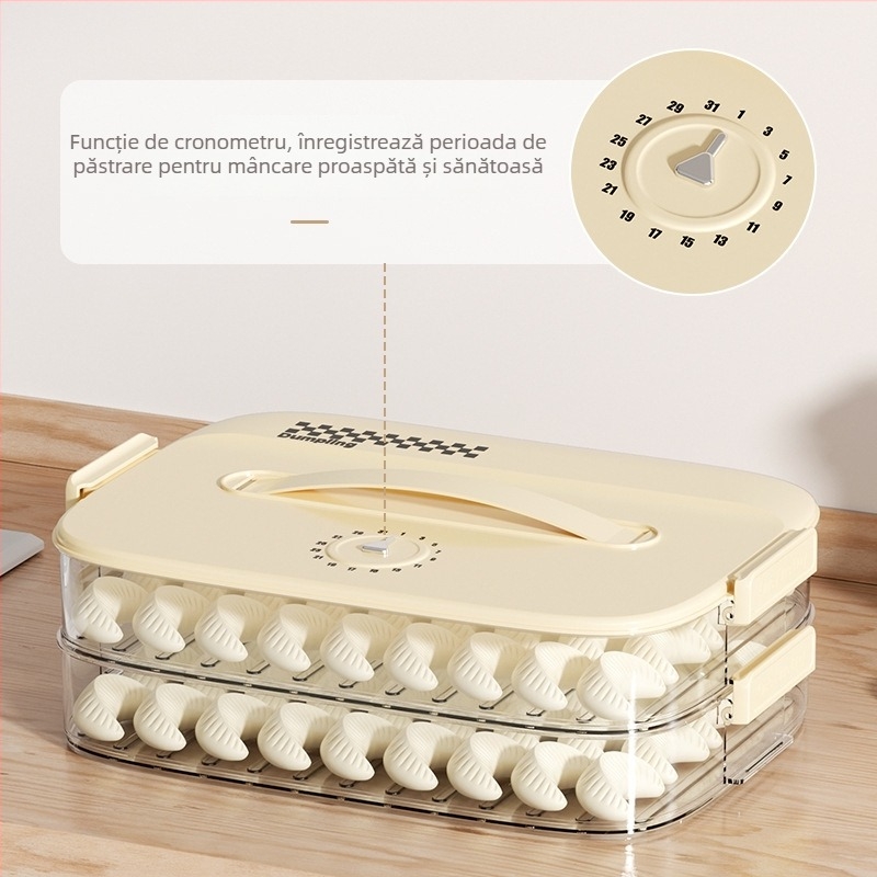 Cutie de depozitare pentru găluște și wonton, din plastic alimentar, sigilată, portabilă