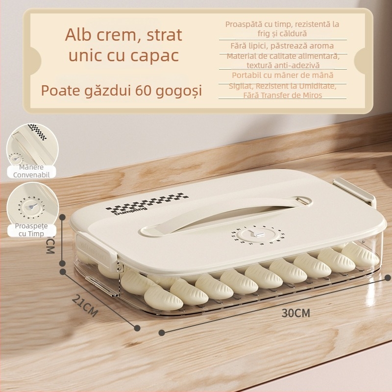 Cutie de depozitare pentru găluște și wonton, din plastic alimentar, sigilată, portabilă