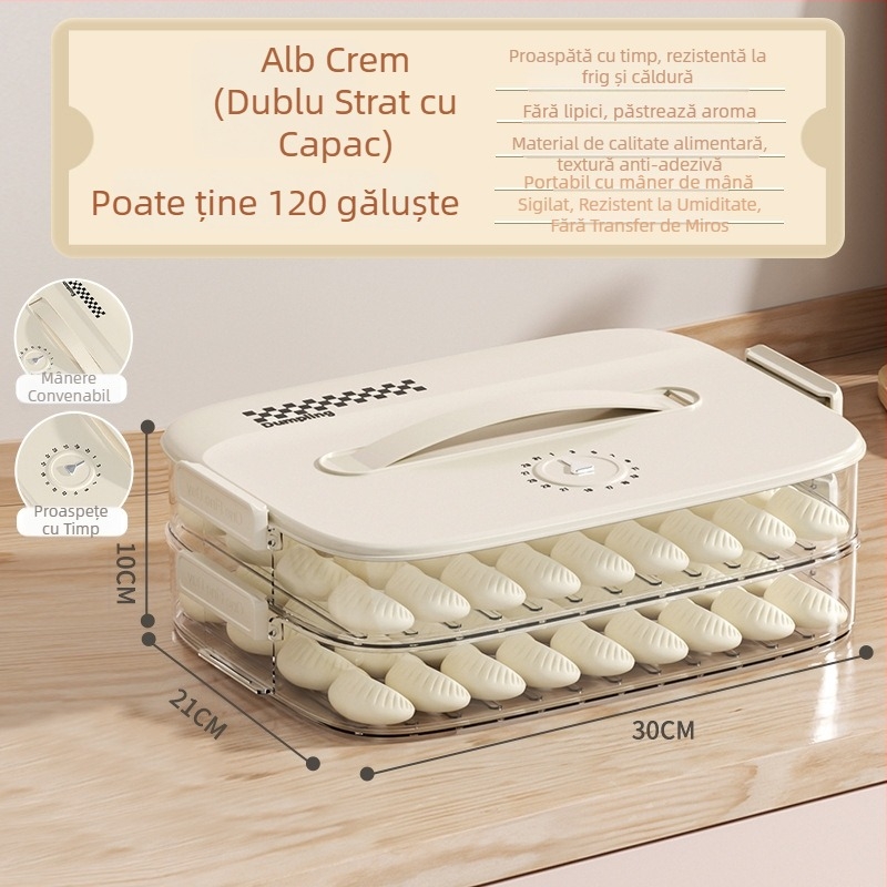 Cutie de depozitare pentru găluște și wonton, din plastic alimentar, sigilată, portabilă