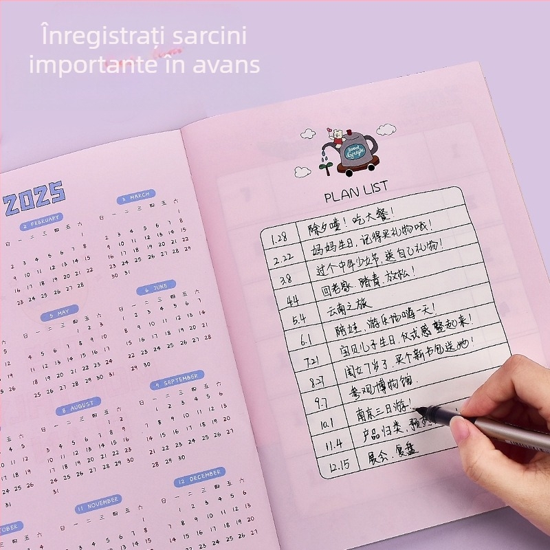 Notepad Paper Tiger — hârtie 70 gsm, copertă din hârtie, 50 pagini, stil japonez-coreean drăguț, planner săptămânal pentru elevi