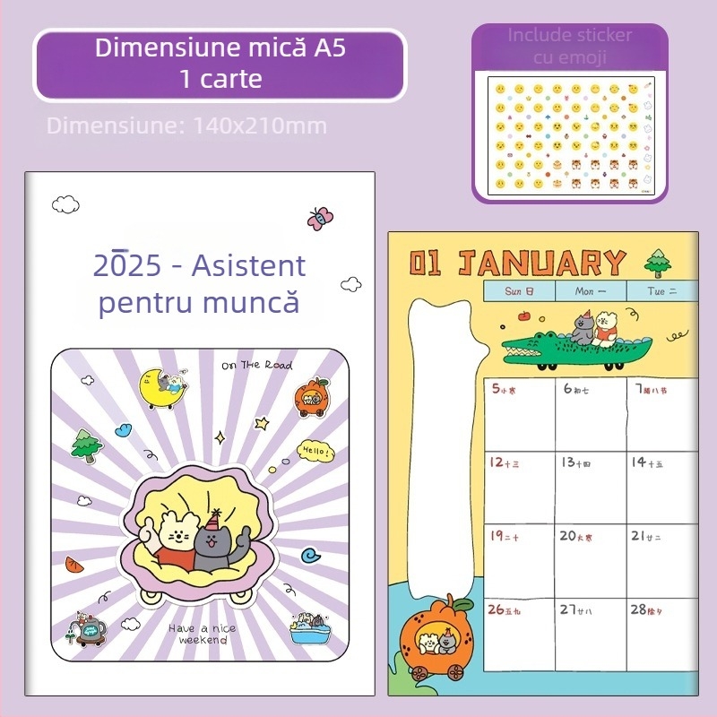 Notepad Paper Tiger — hârtie 70 gsm, copertă din hârtie, 50 pagini, stil japonez-coreean drăguț, planner săptămânal pentru elevi