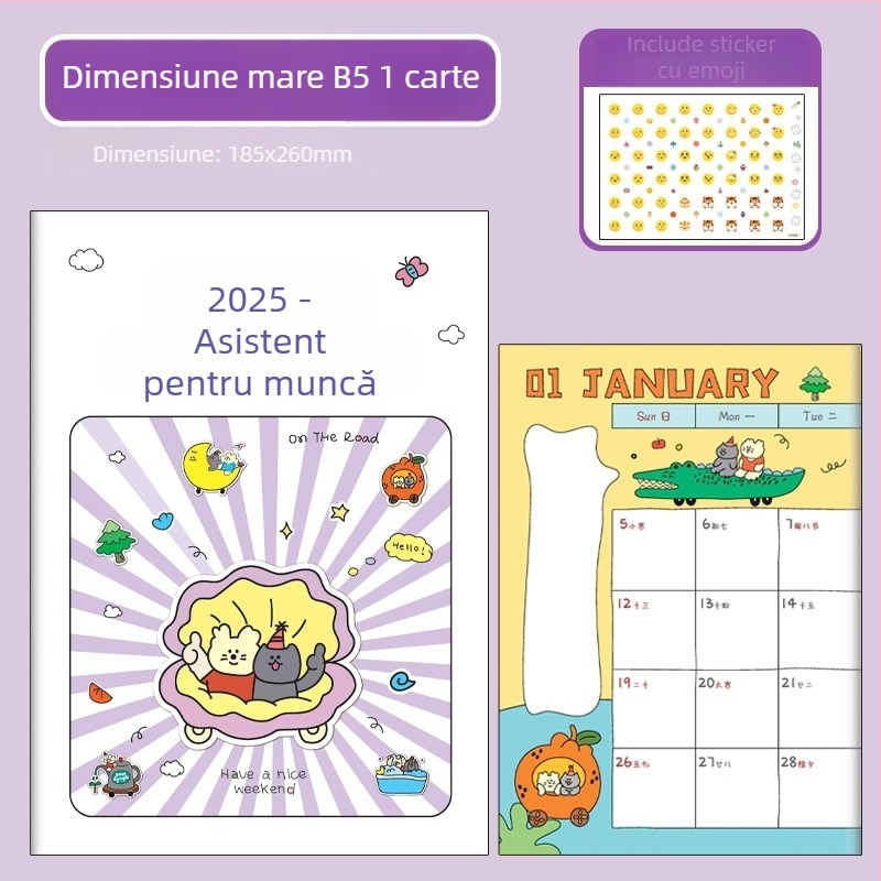 Notepad Paper Tiger — hârtie 70 gsm, copertă din hârtie, 50 pagini, stil japonez-coreean drăguț, planner săptămânal pentru elevi