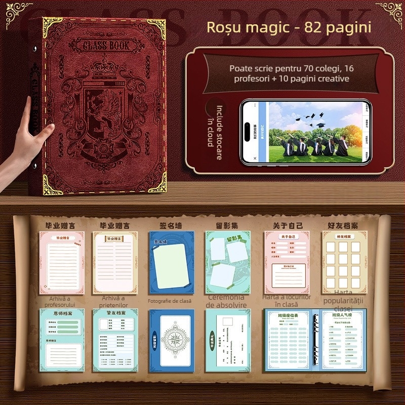 Carte de amintiri pentru clasa a VI-a a gimnaziului — Registru cu colegi și carnet de adrese, pagini creative (FD1216114122, Legătorie: Altul, Material copertă: Altul, Material interior: Altul)