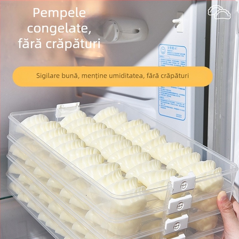 Otu Ou Tavă multilayer pentru dumplings - din plastic, pentru depozitare în frigider (Light Luxury; Multilayer; Plastic; Storage; Otu Ou)