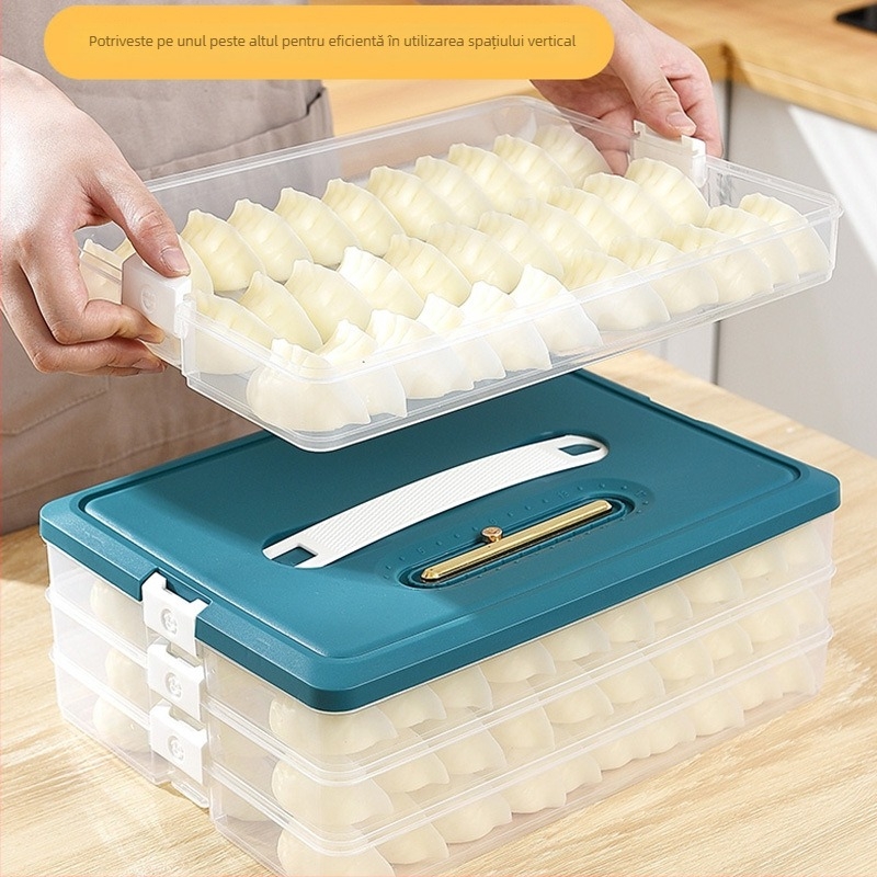 Otu Ou Tavă multilayer pentru dumplings - din plastic, pentru depozitare în frigider (Light Luxury; Multilayer; Plastic; Storage; Otu Ou)