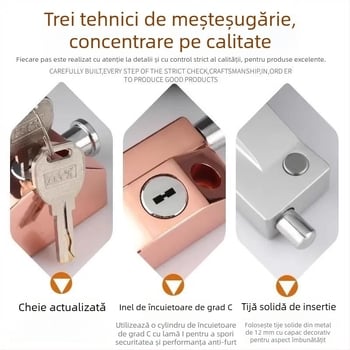 Încuietoare de podea tip A pentru ușă din sticlă încadrată, aliaj de aluminiu, electroplacat, Beronsel