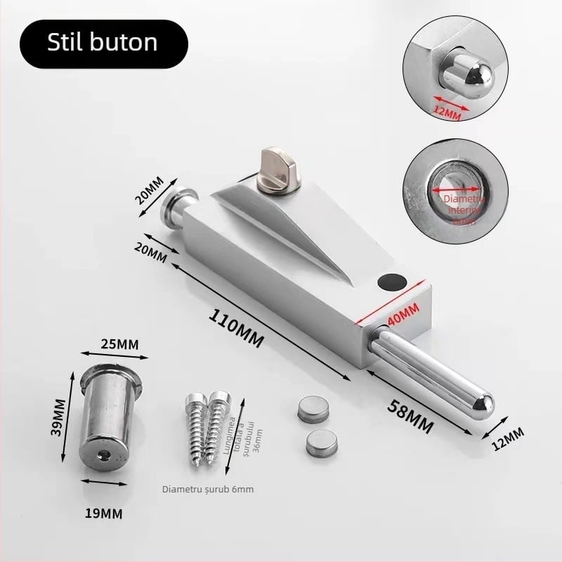 Încuietoare de podea tip A pentru ușă din sticlă încadrată, aliaj de aluminiu, electroplacat, Beronsel