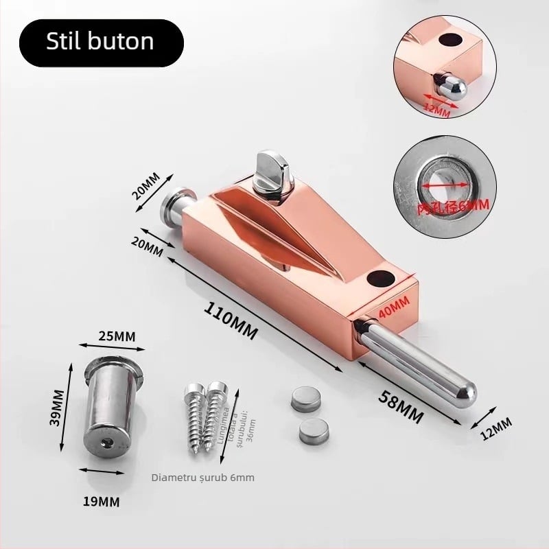 Încuietoare de podea tip A pentru ușă din sticlă încadrată, aliaj de aluminiu, electroplacat, Beronsel