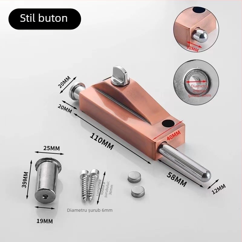 Încuietoare de podea tip A pentru ușă din sticlă încadrată, aliaj de aluminiu, electroplacat, Beronsel