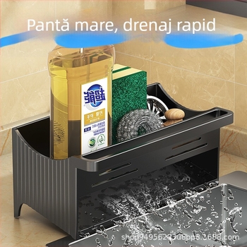 Raft de bucătărie pentru chiuvetă și blat, ABS, multifuncțional, mobil, raft de scurgere pentru vase și tacâmuri, stil modern minimalist