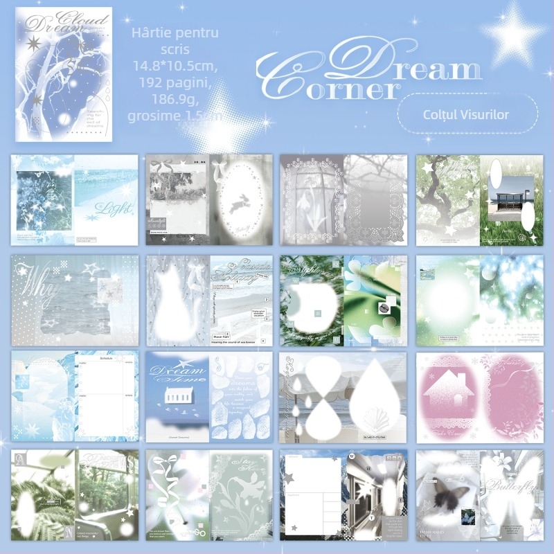 Jurnal Yu Xian — Dream Core Wind, copertă din hârtie cu ștampilă metalică, legare termoplastică, stil Dream Core Wind, lansare 2025-12-11