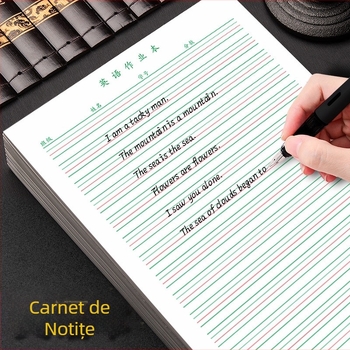 Foaie de lucru de limba engleză pentru elevii 3–6, cu grilă de patru rânduri, legare cu lipici, 30 de pagini, hârtie 80–100 g, stil drăguț japonez/coreean.