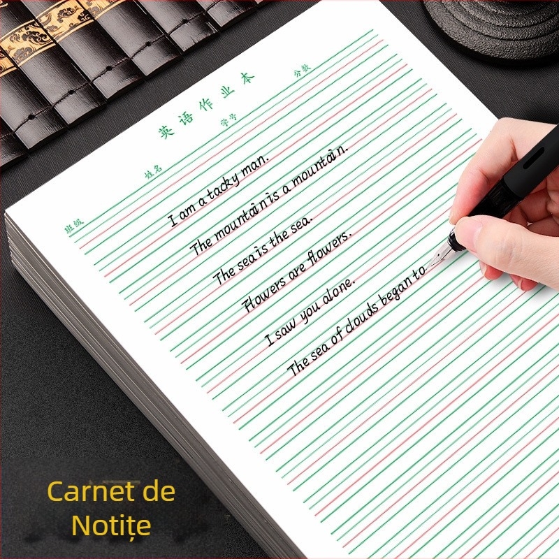 Foaie de lucru de limba engleză pentru elevii 3–6, cu grilă de patru rânduri, legare cu lipici, 30 de pagini, hârtie 80–100 g, stil drăguț japonez/coreean.