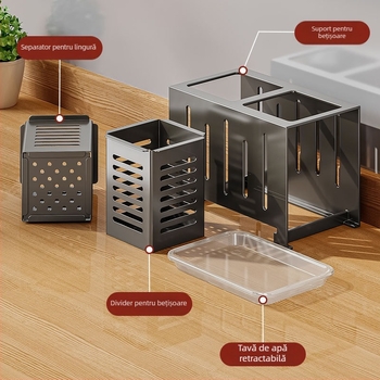 OSD suport pentru bețe din oțel inoxidabil 304, stil Nordic, design dreptunghiular, pentru blat de bucătărie (Material: oțel inoxidabil 304; Stil: Nordic; Design: Dreptunghiular; Poziție: Pe blat)