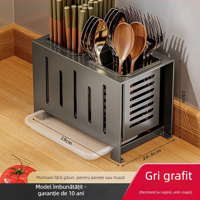 OSD suport pentru bețe din oțel inoxidabil 304, stil Nordic, design dreptunghiular, pentru blat de bucătărie (Material: oțel inoxidabil 304; Stil: Nordic; Design: Dreptunghiular; Poziție: Pe blat)