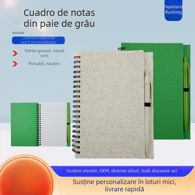 Caiet – Legătură cu foi detașabile; hârtie interioară din pulpă de lemn, 70 g/m², 50–100 pagini, Stil birou (Legătură: foi detașabile; Material: pulpă de lemn; Greutate: 70 g/m²; Pagini: 50–100)