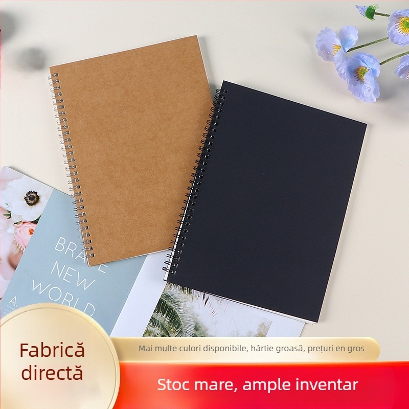 Bloc de notițe spiral Kraft cu logo personalizat, 50 pagini, hârtie 100 g, reîncărcări înlocuibile