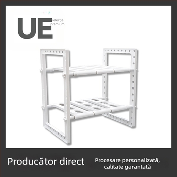 Raft de depozitare din oțel inoxidabil pentru chiuvetă — organizator mobil pentru periuțe de dinți și cosmetic, reglabil, potrivit pentru baie și bucătărie, sub chiuvetă