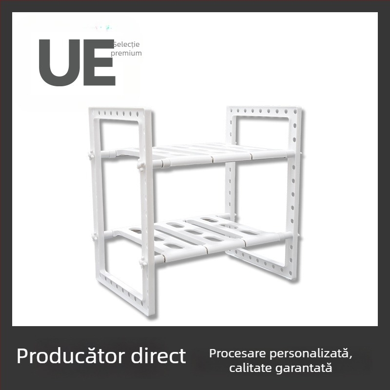 Raft de depozitare din oțel inoxidabil pentru chiuvetă — organizator mobil pentru periuțe de dinți și cosmetic, reglabil, potrivit pentru baie și bucătărie, sub chiuvetă