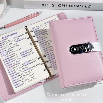 Caiet cu copertă PU și legare de tip binder, hârtie offset dublă, 60 foi, 80 gsm