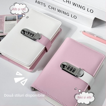 Caiet cu copertă PU și legare de tip binder, hârtie offset dublă, 60 foi, 80 gsm