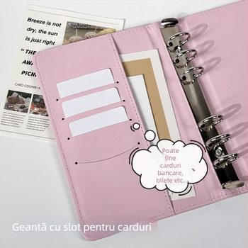 Caiet cu copertă PU și legare de tip binder, hârtie offset dublă, 60 foi, 80 gsm