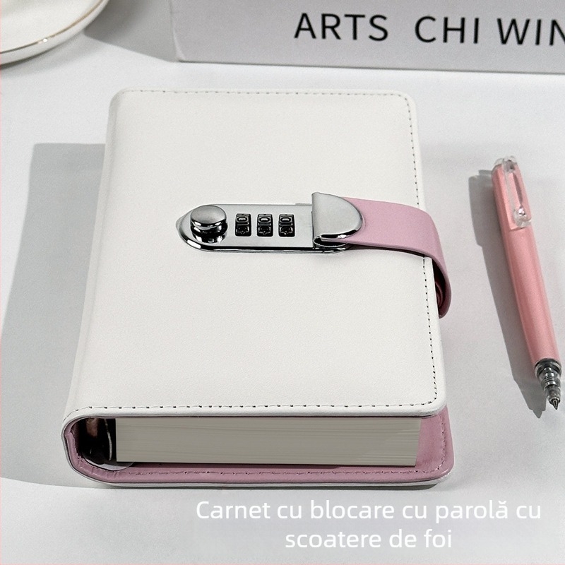 Caiet cu copertă PU și legare de tip binder, hârtie offset dublă, 60 foi, 80 gsm