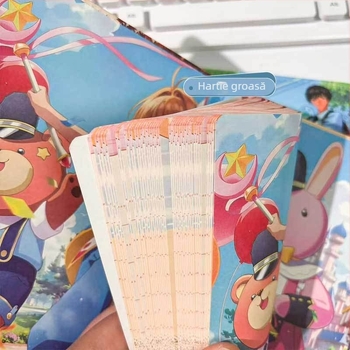 Jurnal cu husă din piele PU, legare cu ață, Dowling hârtie, 100 g greutate de hârtie, 100–200 pagini, stil cartoon drăguț japonez-coreean