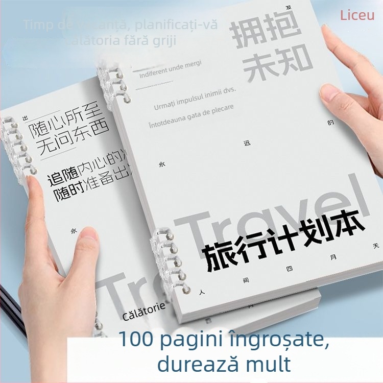 Caiet — cu legare tip binder, hârtie din pastă de lemn, 75 g, 1–50 pagini, estetic proaspăt și curat