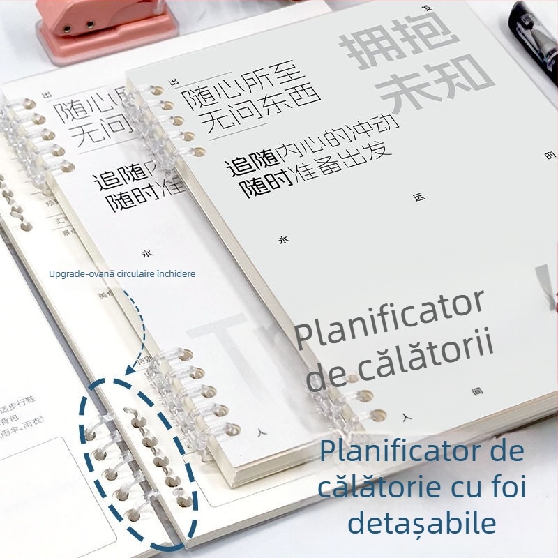 Caiet — cu legare tip binder, hârtie din pastă de lemn, 75 g, 1–50 pagini, estetic proaspăt și curat
