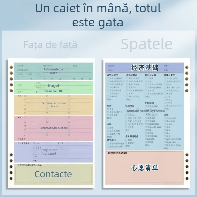 Caiet — cu legare tip binder, hârtie din pastă de lemn, 75 g, 1–50 pagini, estetic proaspăt și curat