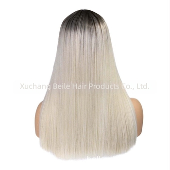 Perucă cu păr drept, lungime medie, model GBA19034, fibre rezistente la temperatură, breton în parte centrală, vopsire fără încălzire, mecanism de modelare