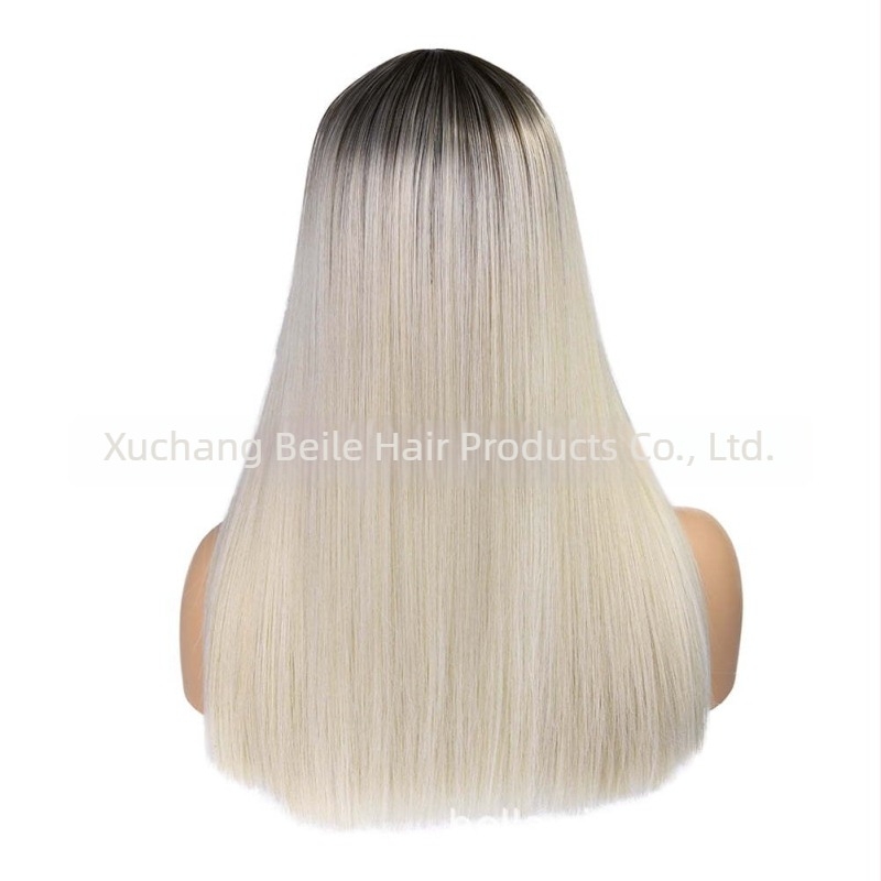 Perucă cu păr drept, lungime medie, model GBA19034, fibre rezistente la temperatură, breton în parte centrală, vopsire fără încălzire, mecanism de modelare