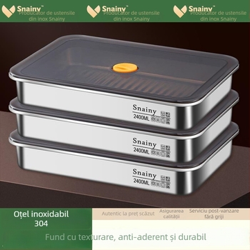 Cutie de depozitare pentru găluște din oțel inoxidabil 304, cu capac, etanșă, pătrată, 2.1–3 L