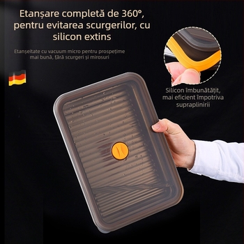 Cutie de depozitare pentru găluște din oțel inoxidabil 304, cu capac, etanșă, pătrată, 2.1–3 L