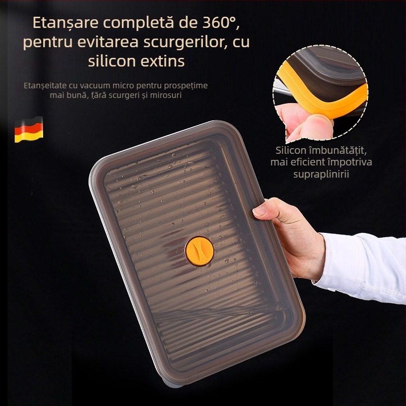 Cutie de depozitare pentru găluște din oțel inoxidabil 304, cu capac, etanșă, pătrată, 2.1–3 L