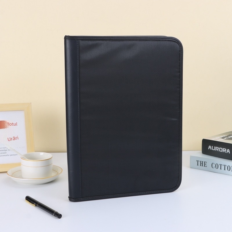 Mapă de birou din piele cu fermoar și clips pentru manager, model XSJLJ420, personalizare disponibilă