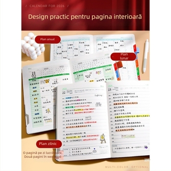 Caiet cu stil retro nostalgic, legare cu adeziv, hârtie din pulpă de lemn originală, 90 g/m², 200–300 de pagini