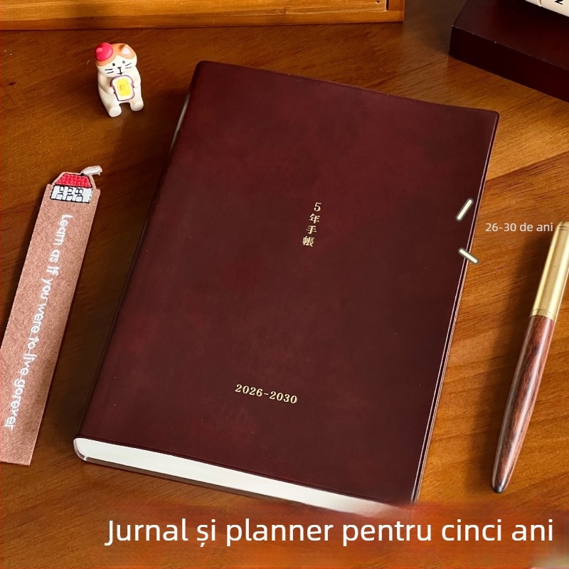 Jurnal de buzunar cu copertă moale, jurnal de cinci ani, stil Japonez/Coreean, peste 400 de pagini, hârtie 70 g/m²