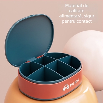 Cutie de medicamente sigilată pentru șapte zile cu capac, portabilă cu compartimente, din plastic PP, pliabilă