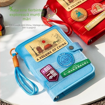 Jurnal de călătorie cu pagini detașabile și spațiu pentru pașaport și documente, portabil, legare cusută, carnet creativ