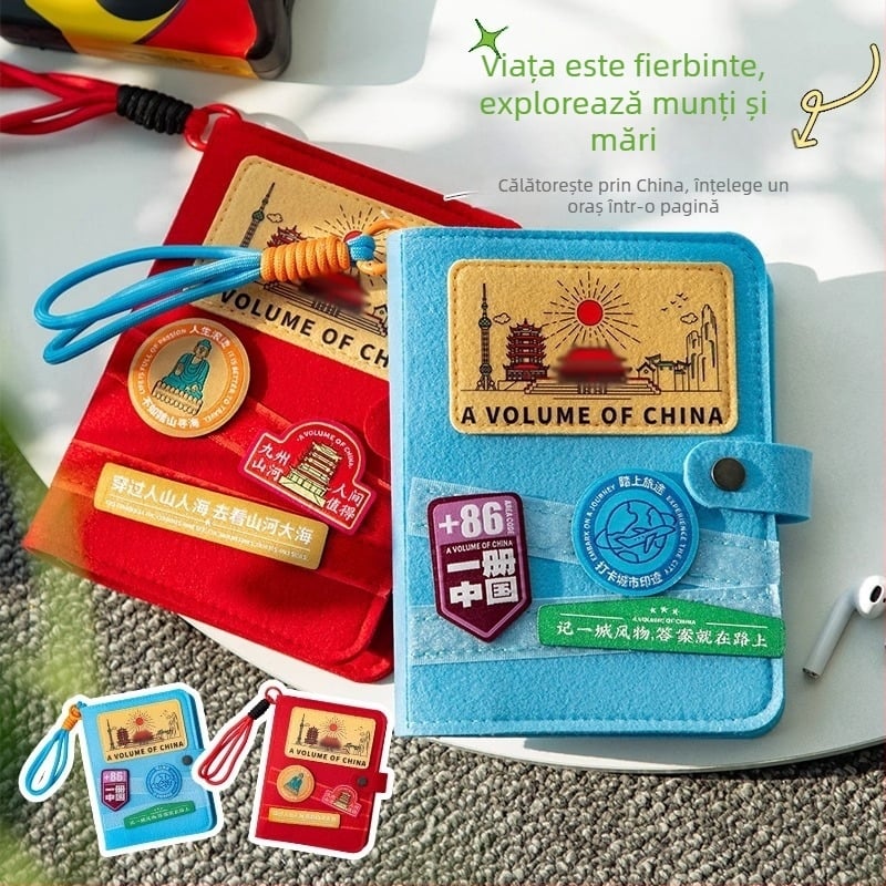 Jurnal de călătorie cu pagini detașabile și spațiu pentru pașaport și documente, portabil, legare cusută, carnet creativ