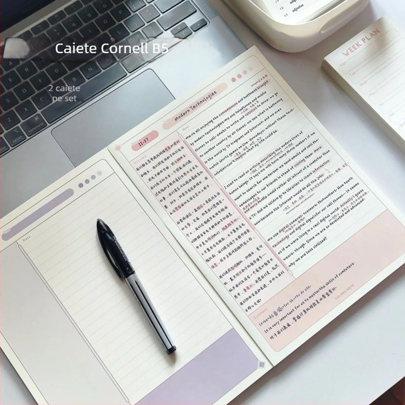 Bloc de notițe cu legare cu adeziv, copertă din hârtie, pagini din pulpă de lemn, 30 pagini, stil creativ la modă