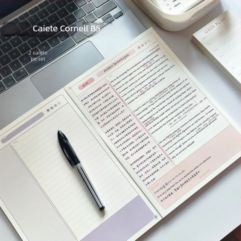 Bloc de notițe cu legare cu adeziv, copertă din hârtie, pagini din pulpă de lemn, 30 pagini, stil creativ la modă