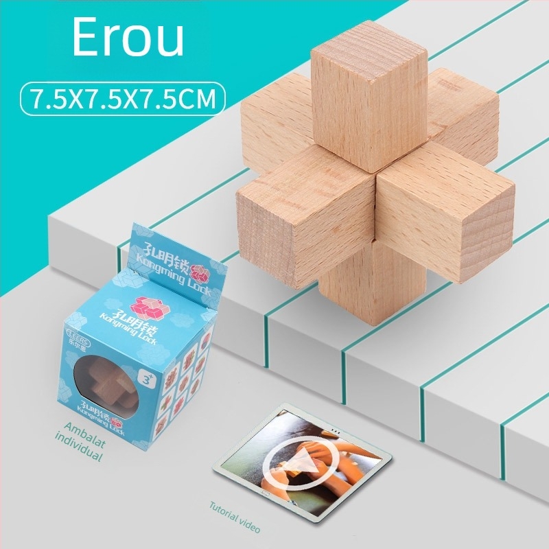 Set Kongming Lock Luban Ball – Puzzle cu nouă inele conectate, Lerth, pentru copii 4–6 ani