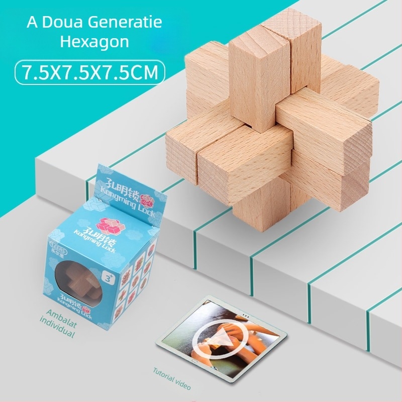 Set Kongming Lock Luban Ball – Puzzle cu nouă inele conectate, Lerth, pentru copii 4–6 ani