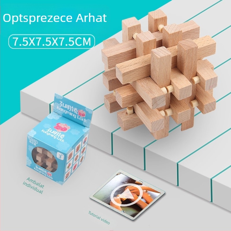 Set Kongming Lock Luban Ball – Puzzle cu nouă inele conectate, Lerth, pentru copii 4–6 ani