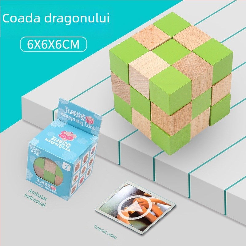 Set Kongming Lock Luban Ball – Puzzle cu nouă inele conectate, Lerth, pentru copii 4–6 ani