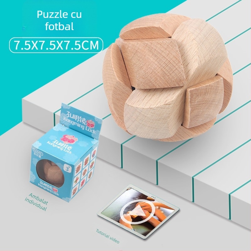 Set Kongming Lock Luban Ball – Puzzle cu nouă inele conectate, Lerth, pentru copii 4–6 ani